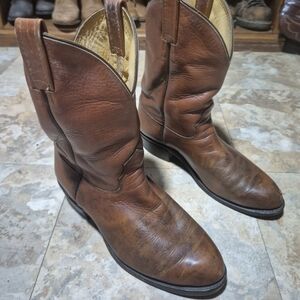 Vintage Cats Paw Roper Cowboy Boots Woman's SIZE 11B Brown Leather Western USA
